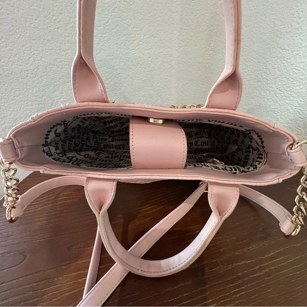 SOLD!!! Juicy Couture Pastel Pink Ombre Gold Heart Chain Purse Crossbody - Picture 8 of 13